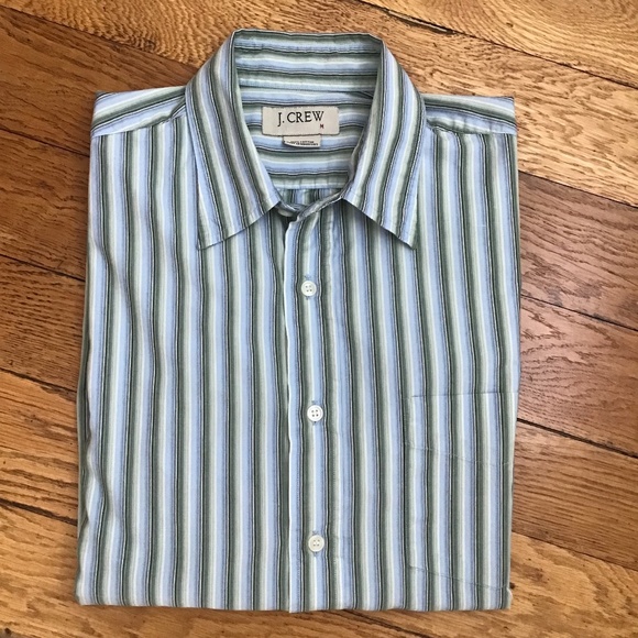 J. Crew Other - J. Crew Men's Short Sleeve Cotton Shirt Medium Blue Green Stripe